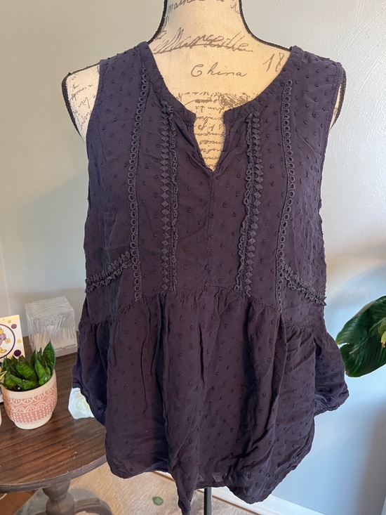 Merona Tops - Merona Navy Swiss Dot Sleeveless Peplum Blouse Size Medium Boho Top